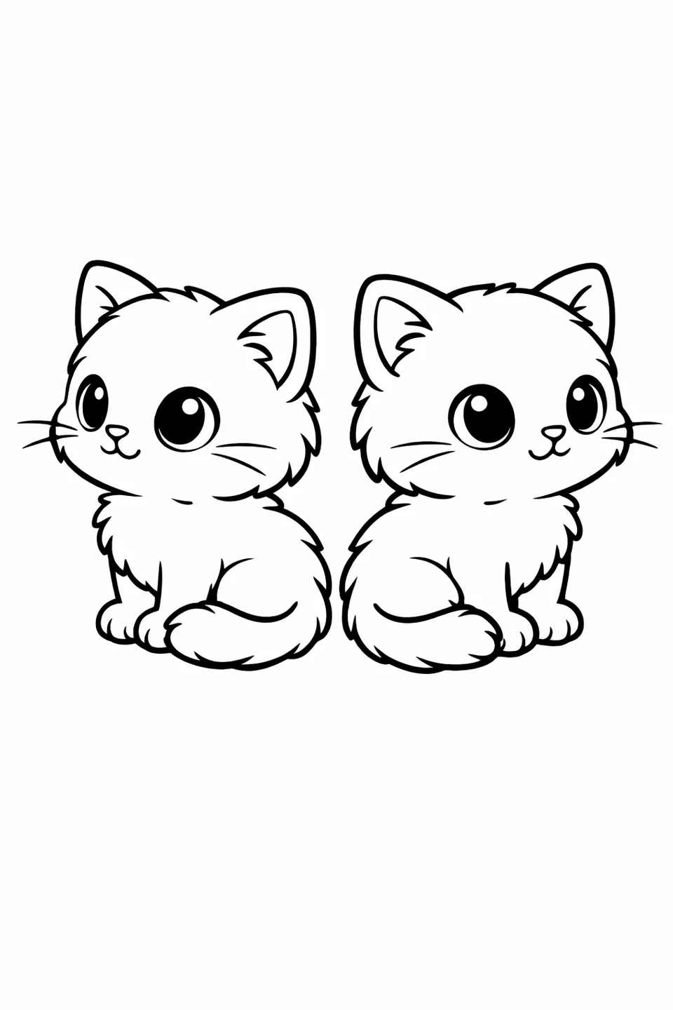 隣り合って座り、顔を反対方向に向けた2匹の赤ちゃん子猫