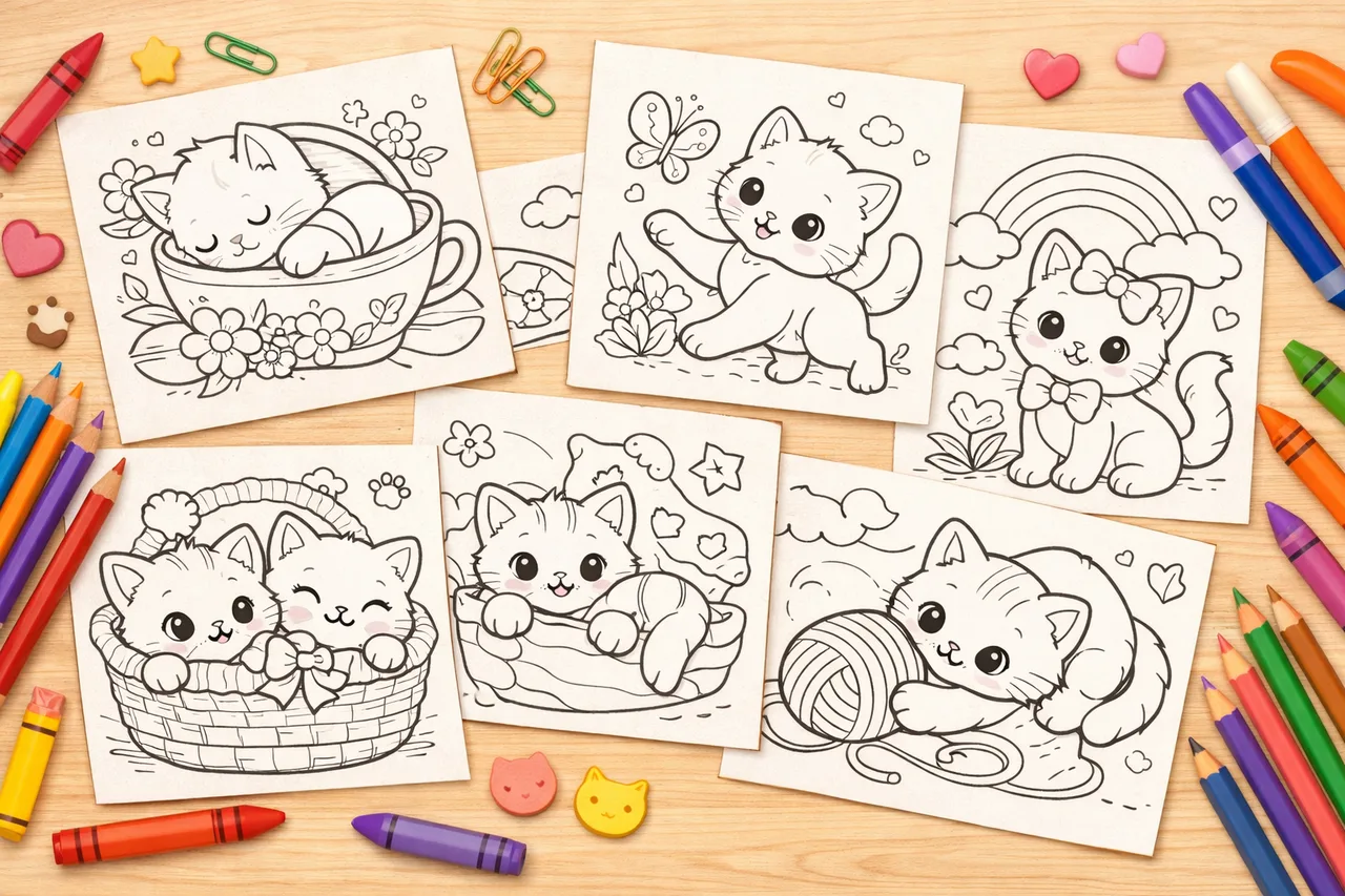 子猫ぬりえカバーコラージュ