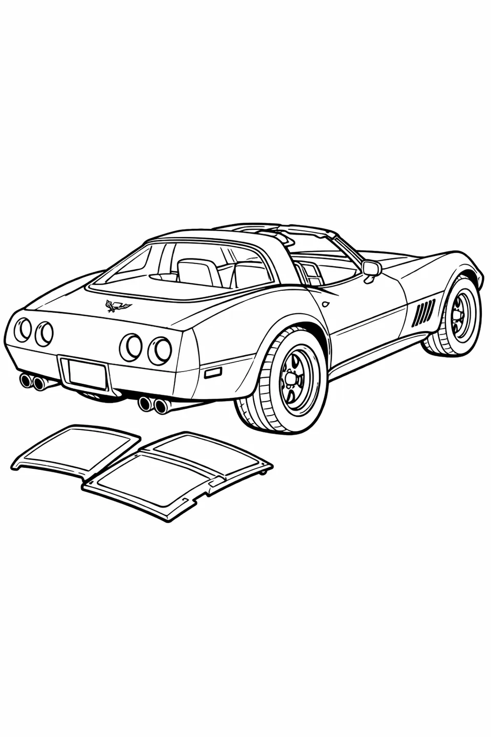 Rear three-quarter view of a 1978 Corvette C3 Silver Anniversary Edition with T-top panels removed and wide rear haunches