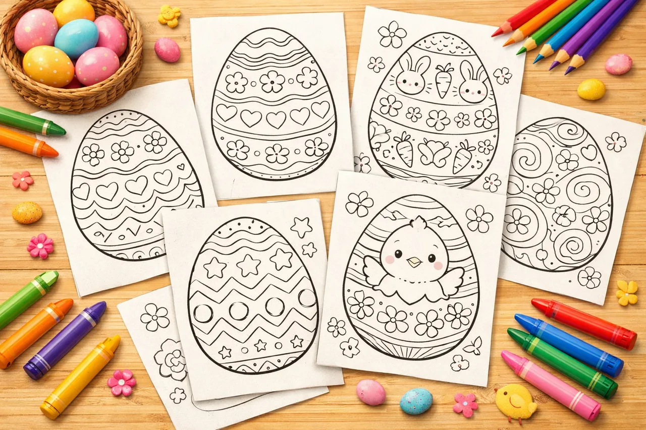 Easter Egg Patterns coloring pages cover collage