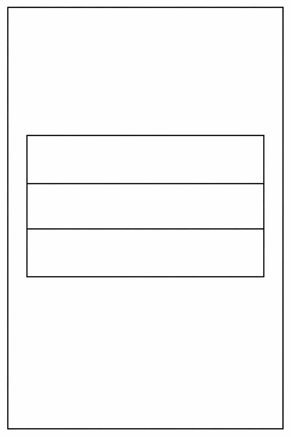 Outline of the Gabon flag showing three equal horizontal stripes from top to bottom