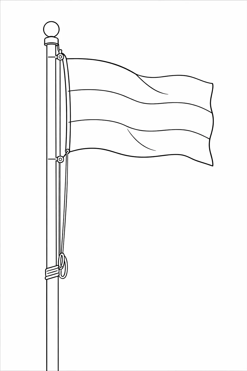 Gabon flag on a flagpole with a rope and pulley, flag slightly waving