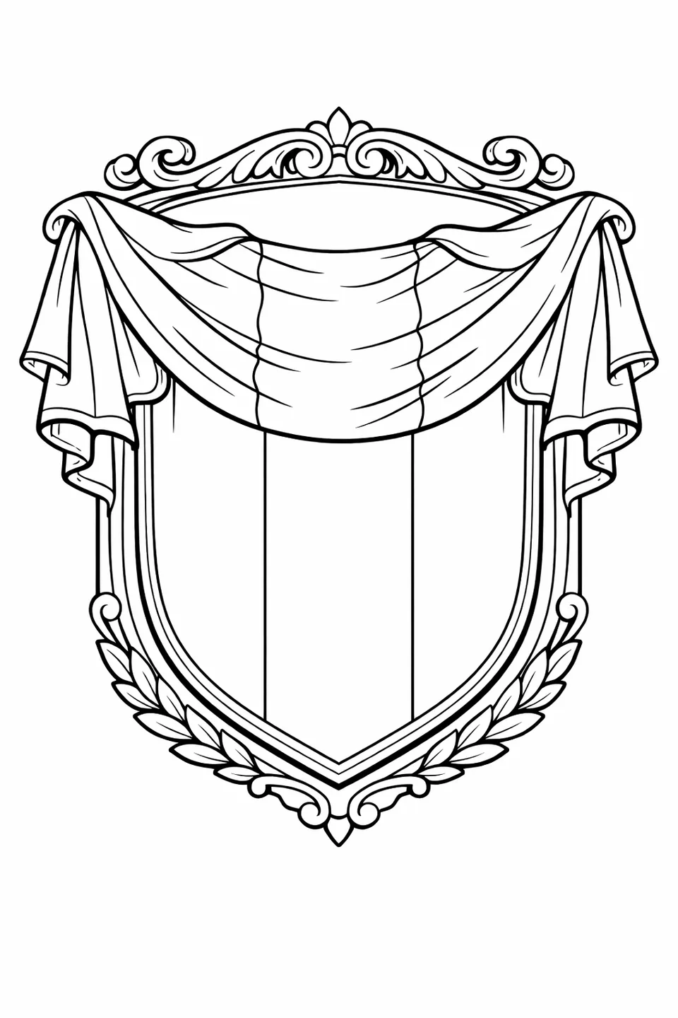 Gabon flag stripes filling a shield shape with a decorative outer border