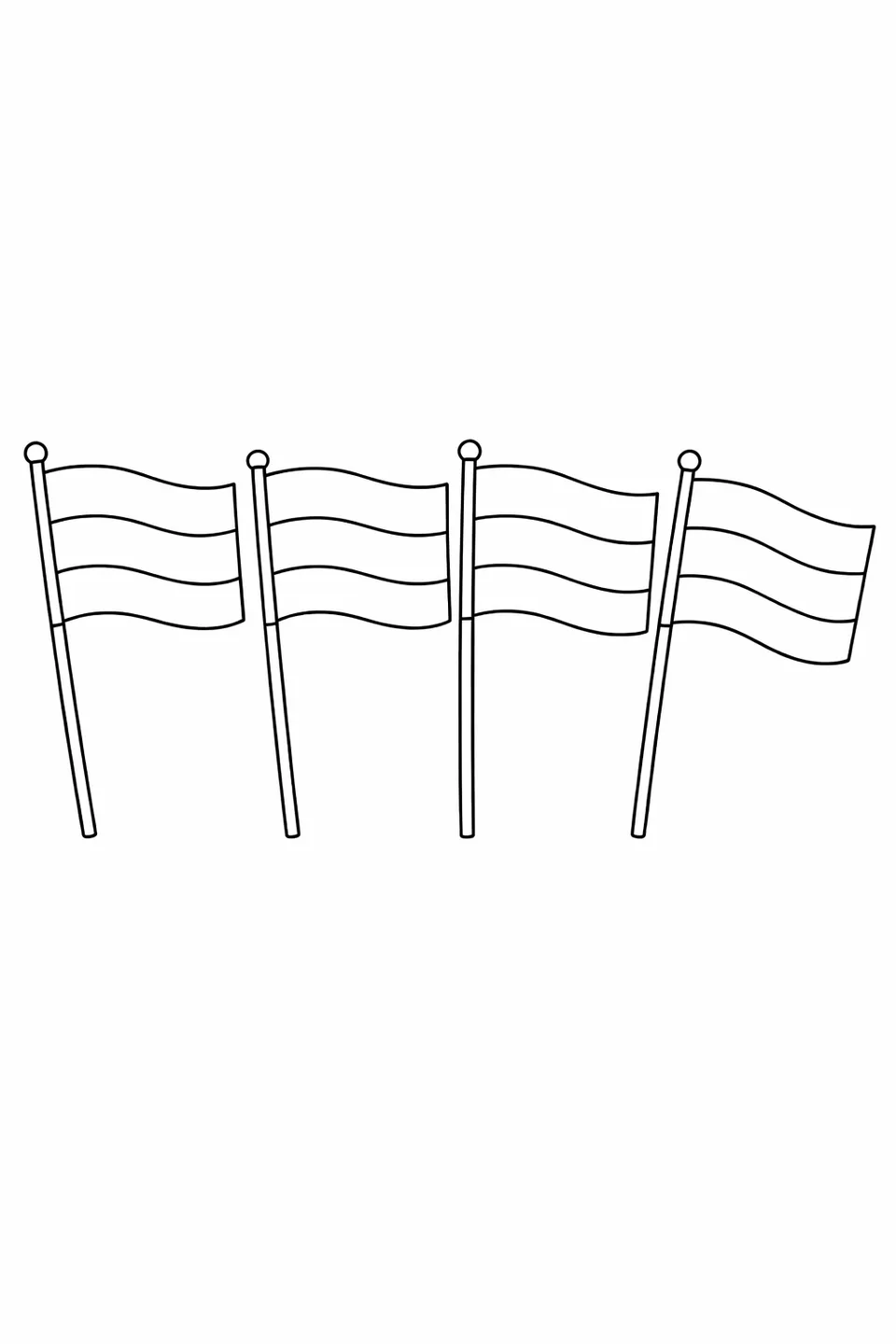 Four small Gabon flags on sticks arranged in a row at different angles