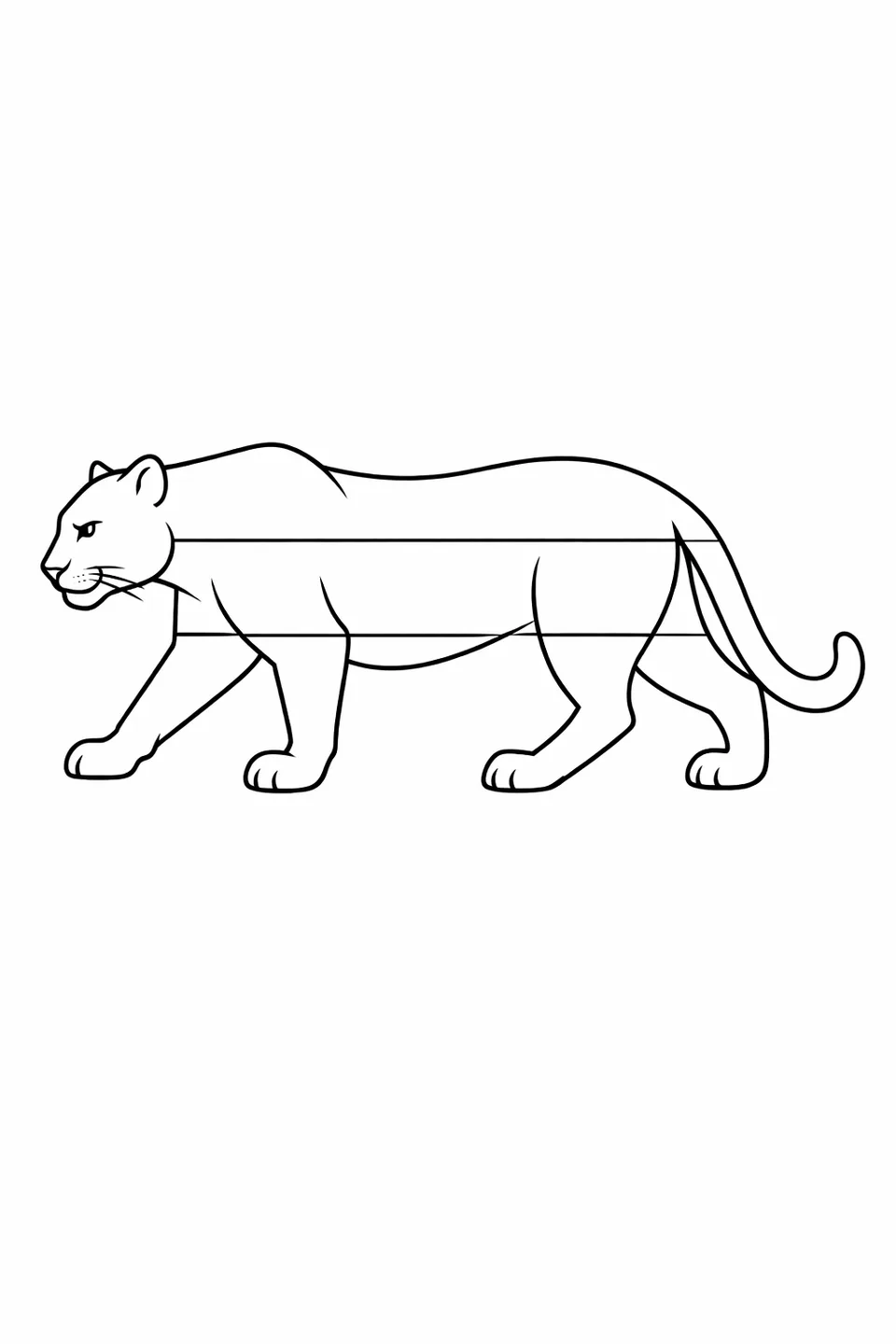 Panther silhouette filled with Gabon flag horizontal stripe colors