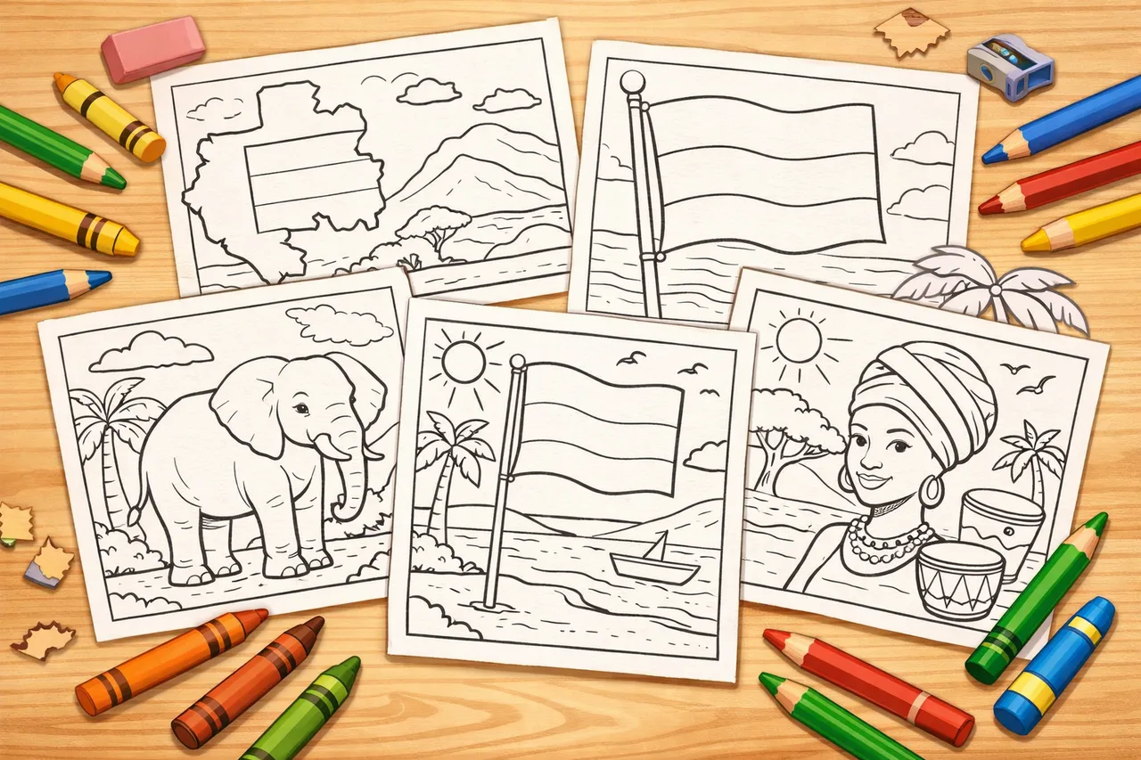 Gabon Flag Coloring Pages