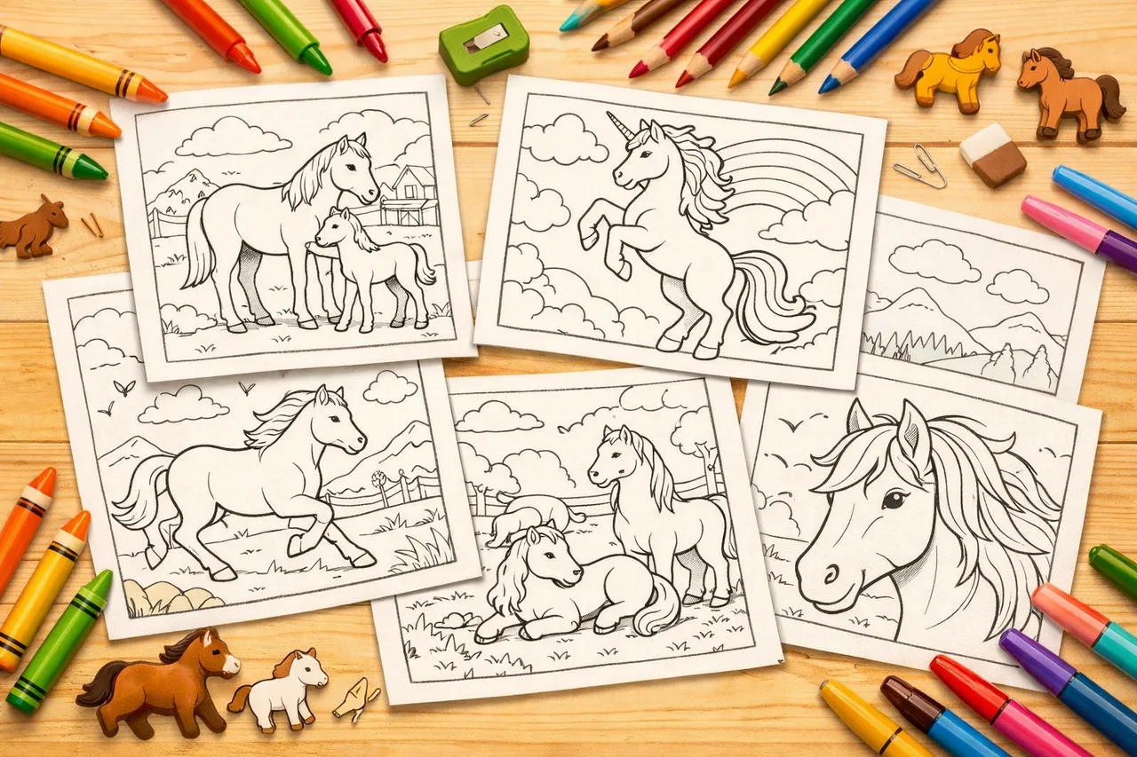 馬ぬりえカバーコラージュ