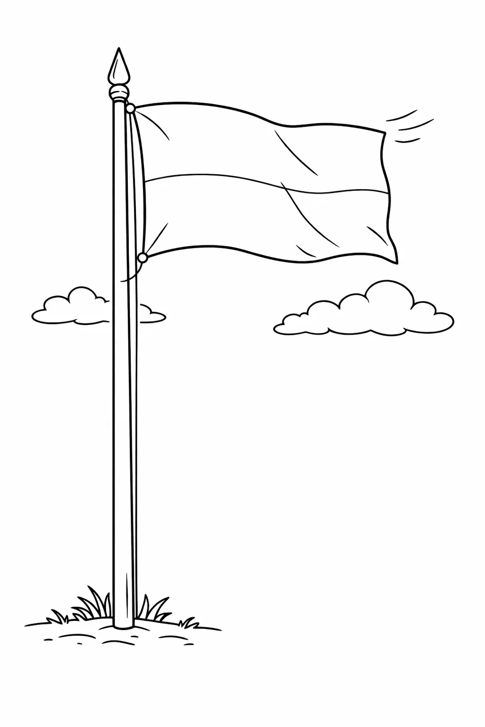 Monaco flag waving on a tall flagpole with the red band on top and white band below, set against a clear sky