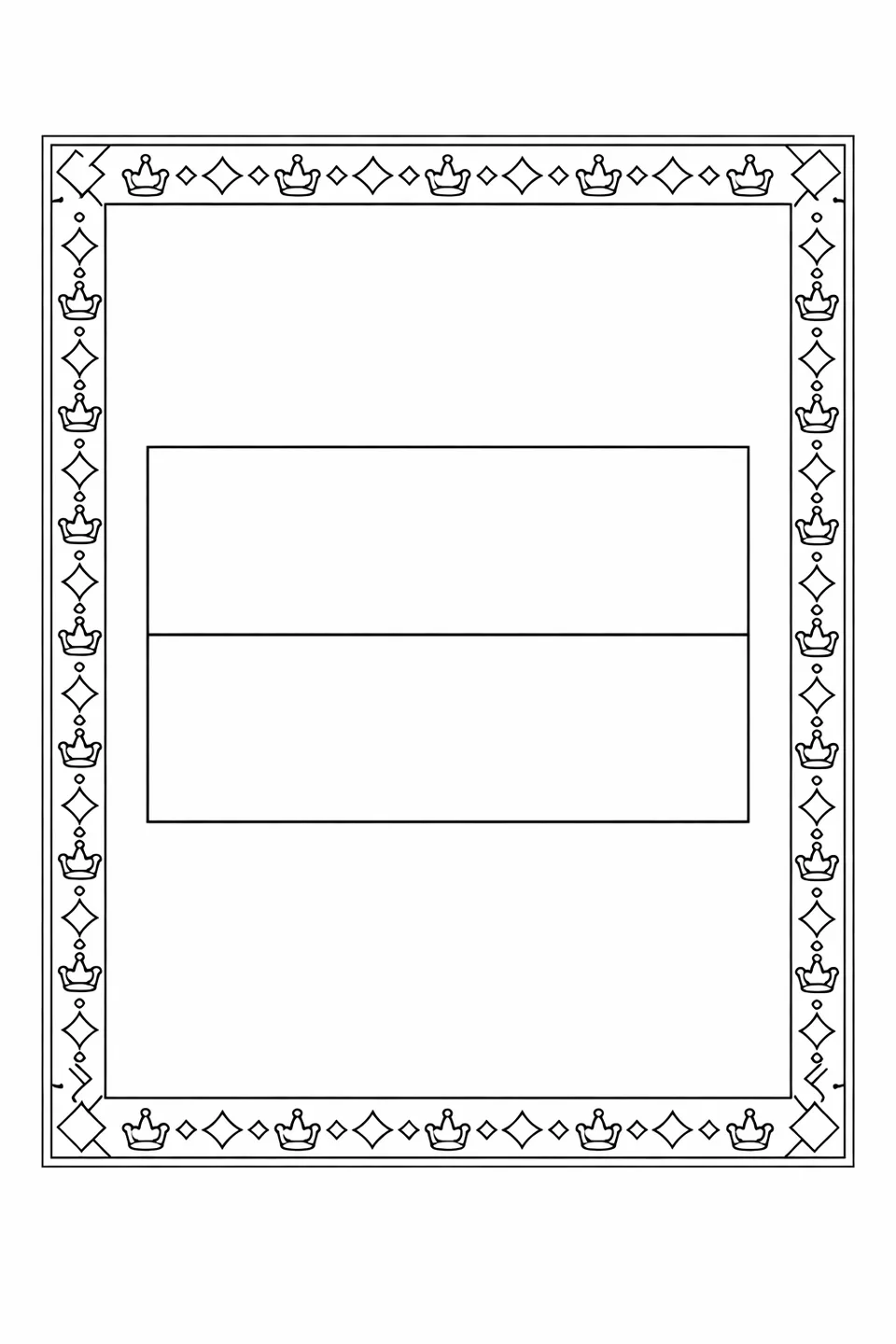 Monaco flag centered inside a rectangular border decorated with alternating small diamonds and crown motifs