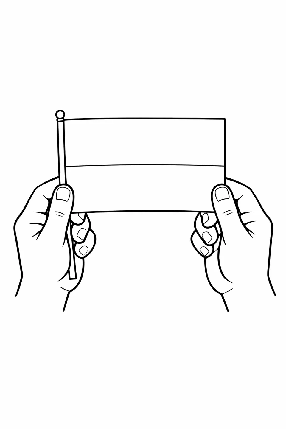 Two hands holding a small Monaco flag flat with the red band on top and white band below fully visible