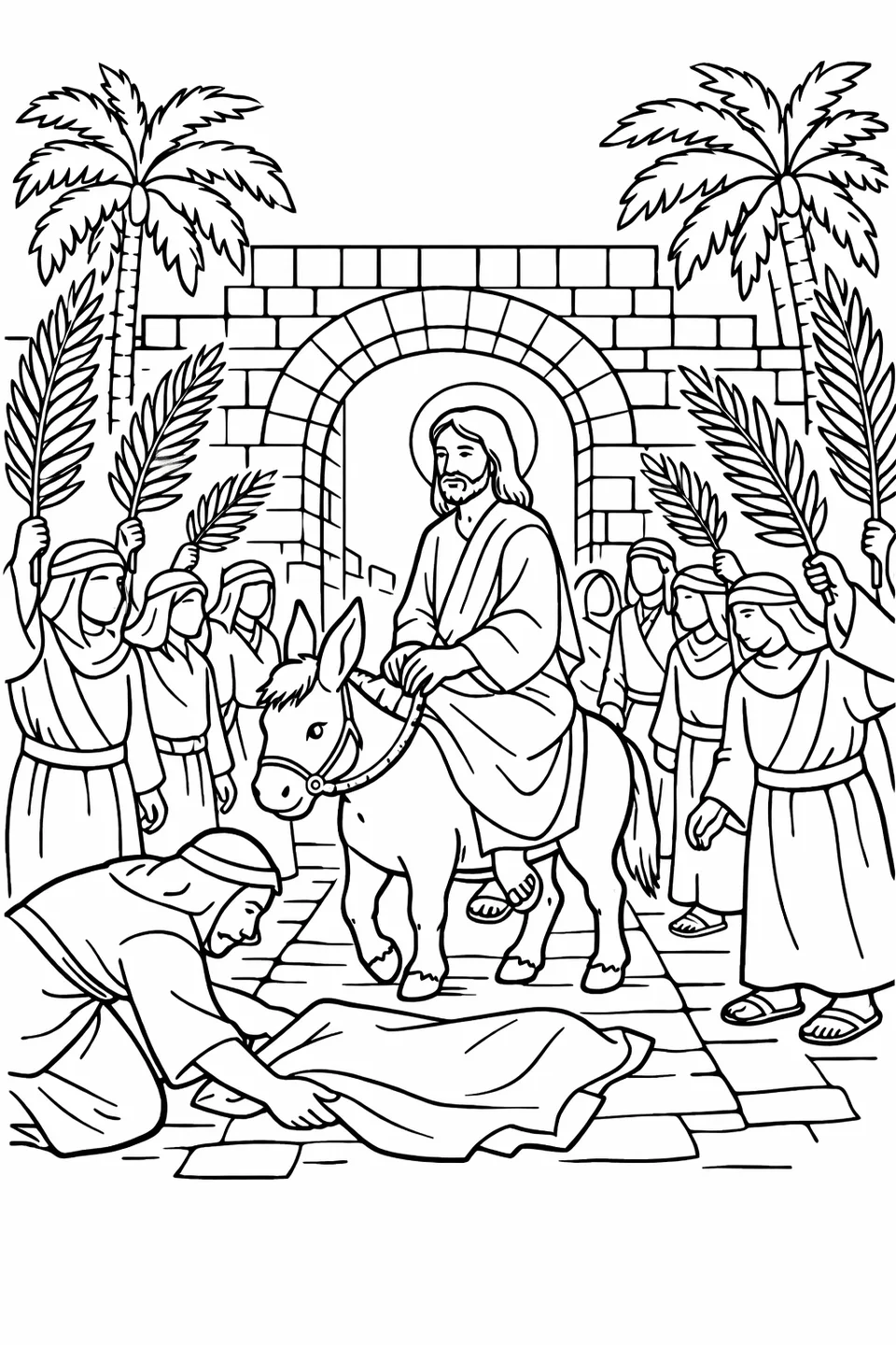 Dibujos para Colorear de la Entrada Triunfal a Jerusalén del Domingo de Ramos