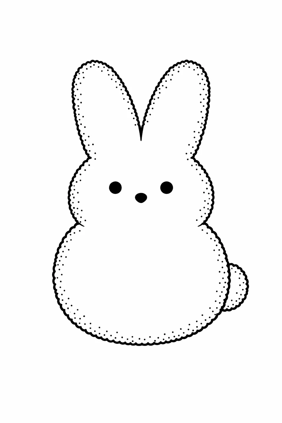 Один зефирный кролик Peeps с длинными стоячими ушами, глазами-точками, круглым хвостиком и текстурой из сахарной крупы по контуру