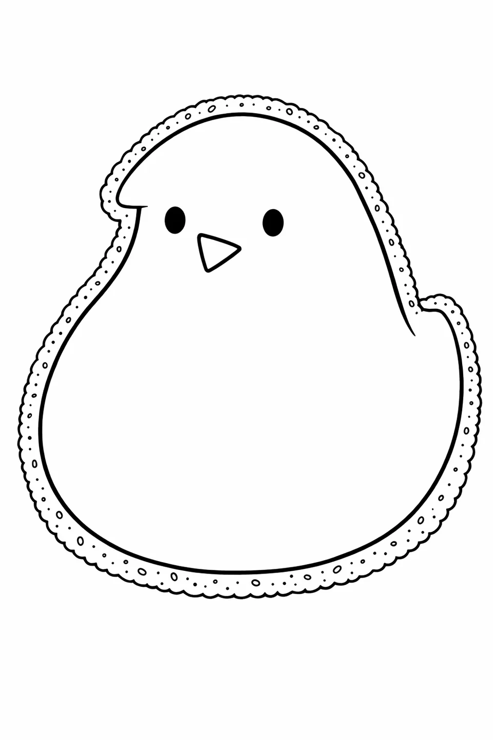 Большой зефирный цыпленок Peeps с толстым контуром из сахарного песка, занимающим большую часть страницы