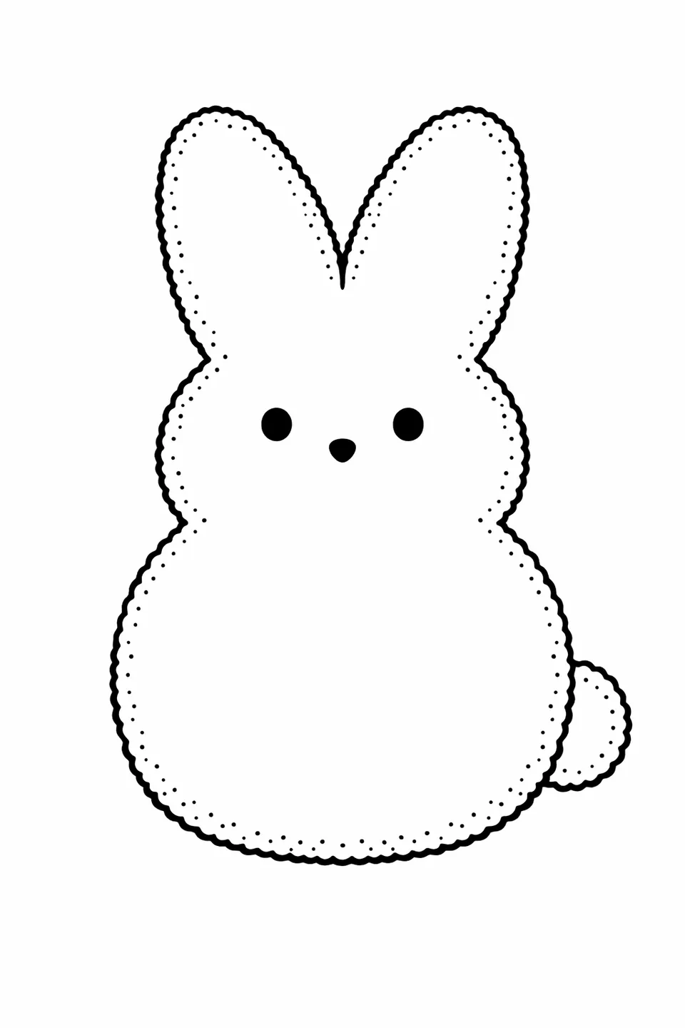 Большой зайчик Peeps из маршмеллоу с длинными стоячими ушами и толстым контуром из сахарного песка, занимающий большую часть страницы