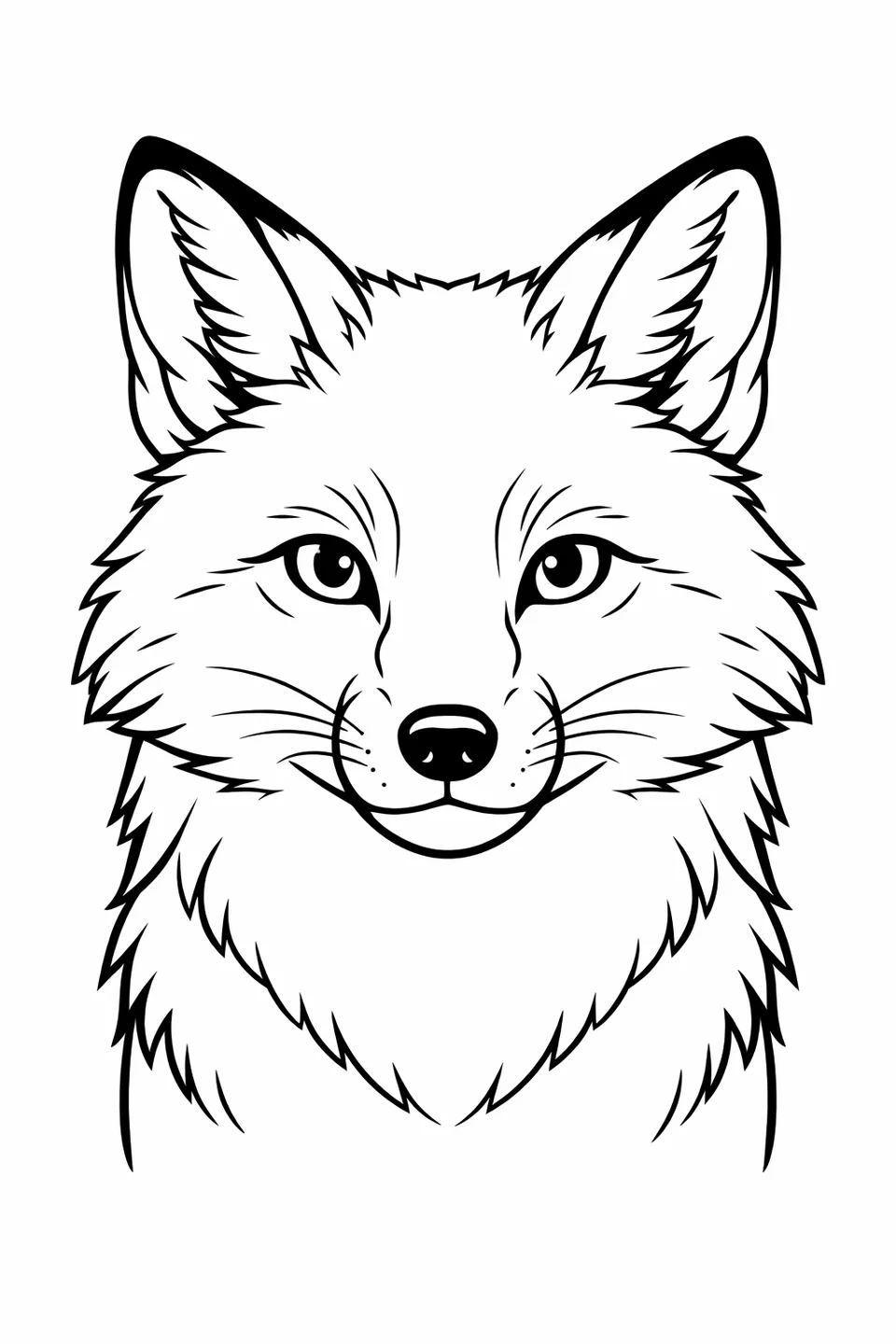 Close-up front-facing portrait of a red fox with amber eyes and upright ears