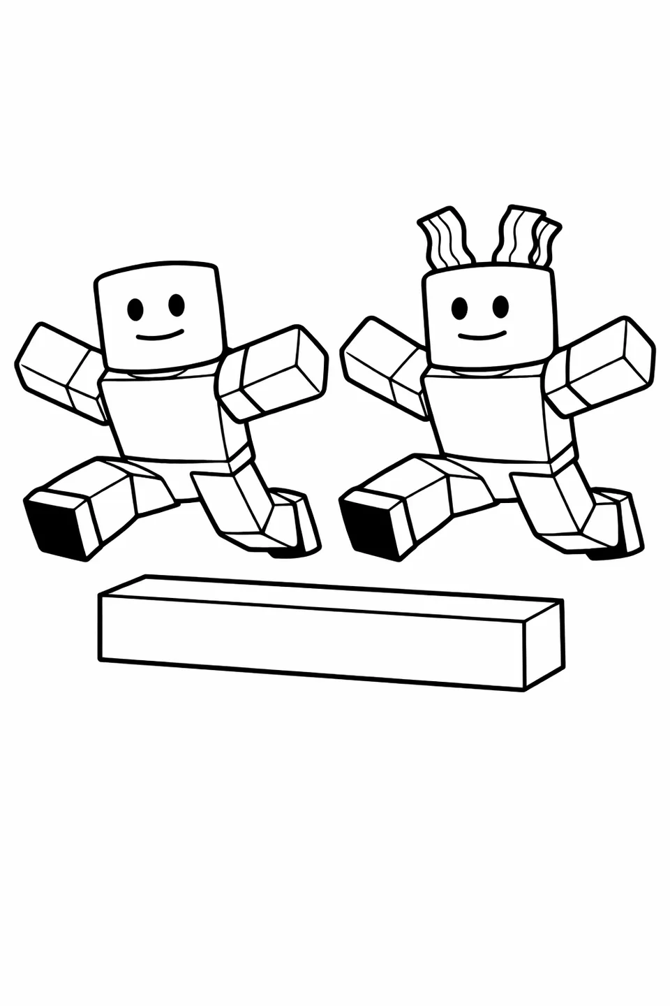 로블록스 노버드 아바타가 다리를 벌리고 팔을 뻗은 채 낮은 직사각형 장벽 위로 점프하는 모습