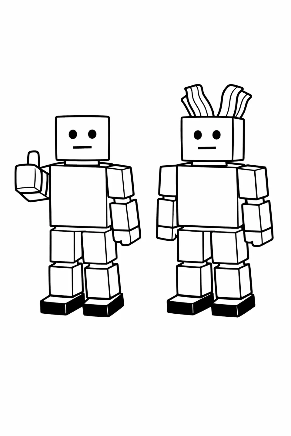 엄지 척을 하고 있는 로블록스 노버 아바타. 큐브 머리에 파란색 몸통, 초록색 다리, 검은색 발 블록이 있습니다.