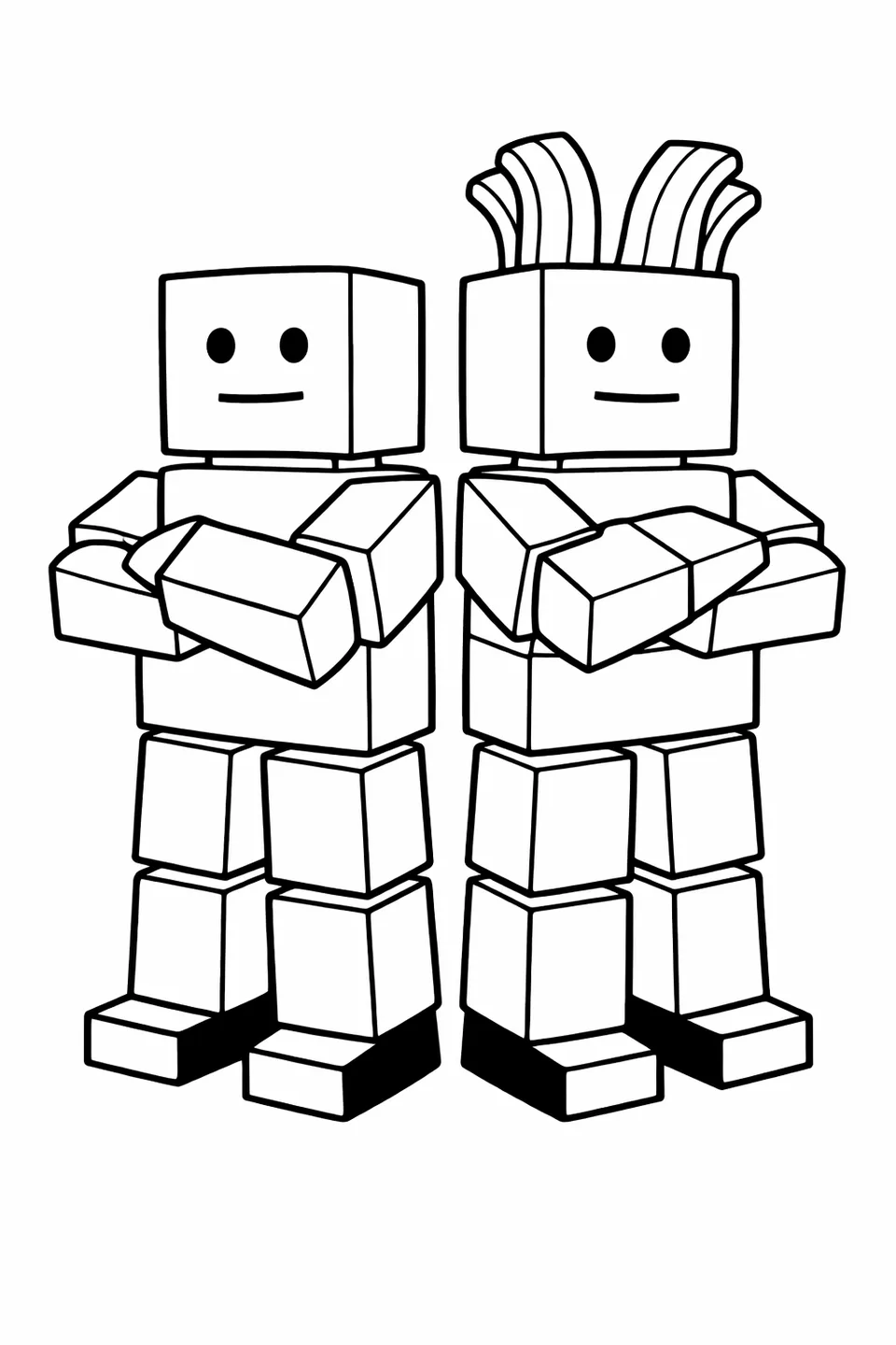 로블록스 노움과 베이컨 헤어 아바타가 팔짱을 끼고 등을 맞대고 서 있음