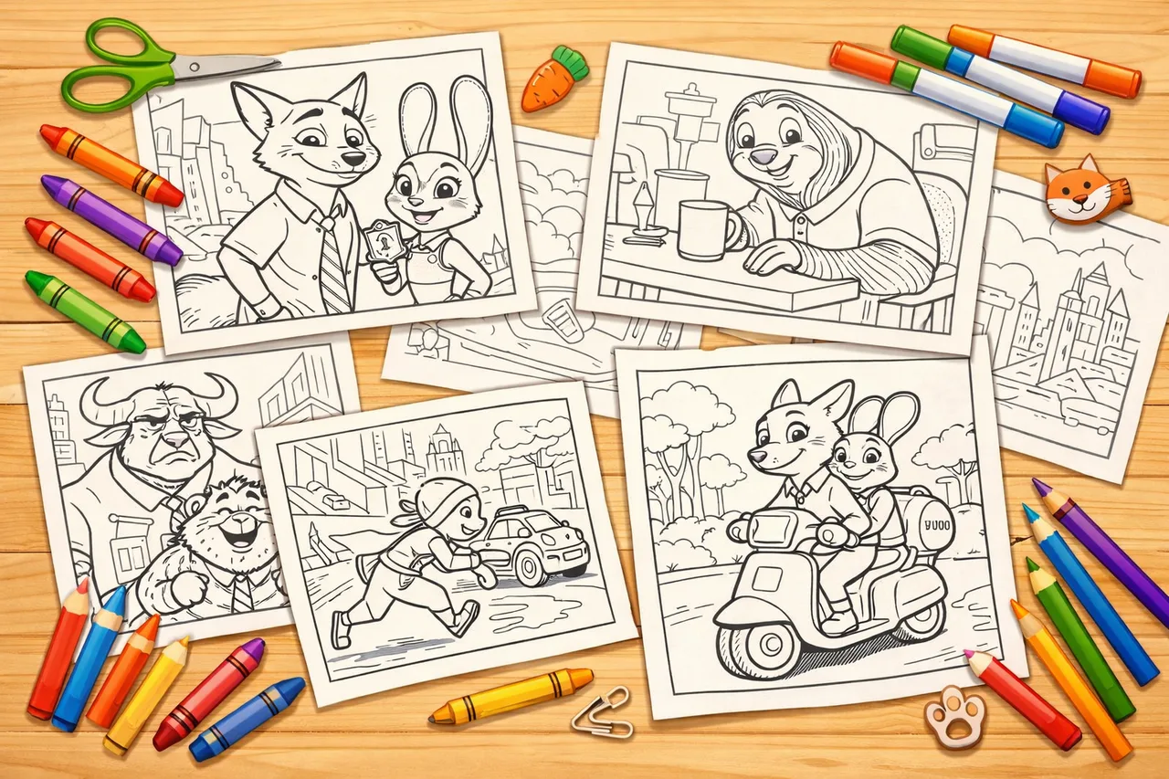 Zootopia 2 coloring pages cover collage